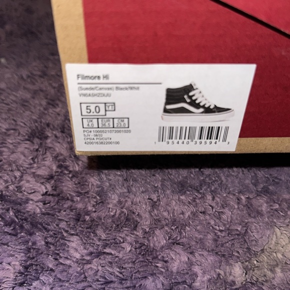 Vans Filmore Hi High Top Black/ White Sneakers Size 5 Unisex - Picture 13 of 16